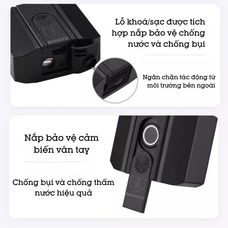 Ổ Khóa Cửa Vân Tay Thông MInh Exsmith P303 Kèm Chìa Khóa Và Mở Bằng Điện Thoại Từ Xa