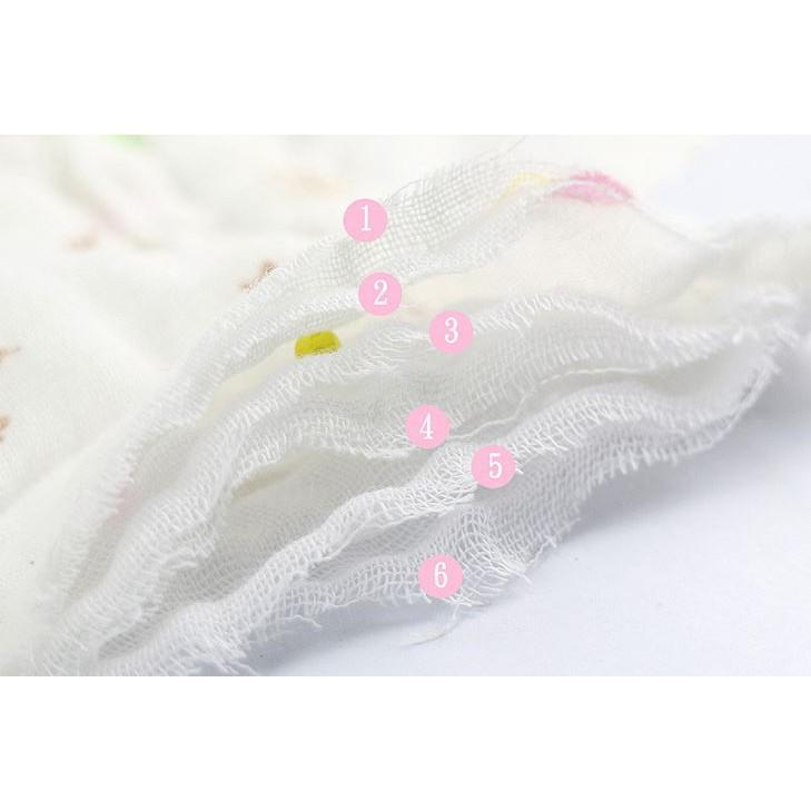 Khăn sữa, khăn mặt xô nhăn 6 lớp màu chăm sóc con cưng. Set 5 cái
