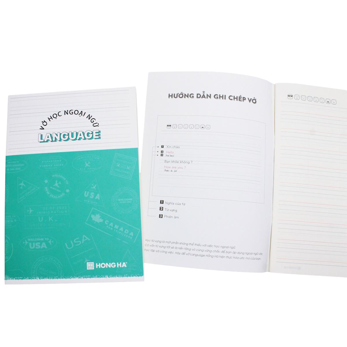Tập Gáy Ghim Study Language - Tiếng Anh, Đức, Nga, Pháp - 120 Trang 70gsm - Hồng Hà 1465 (Mẫu Bìa Giao Ngẫu Nhiên)