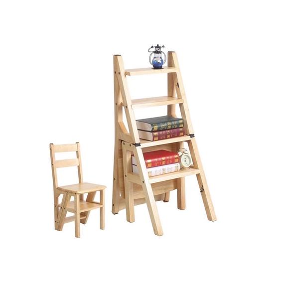 ghế thắp hương gấp thành ghế làm việc bằng  gỗ cao su màu tự nhiên KH87711
