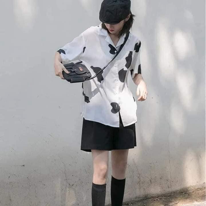 Áo sơ mi bò sữa form rộng unisex