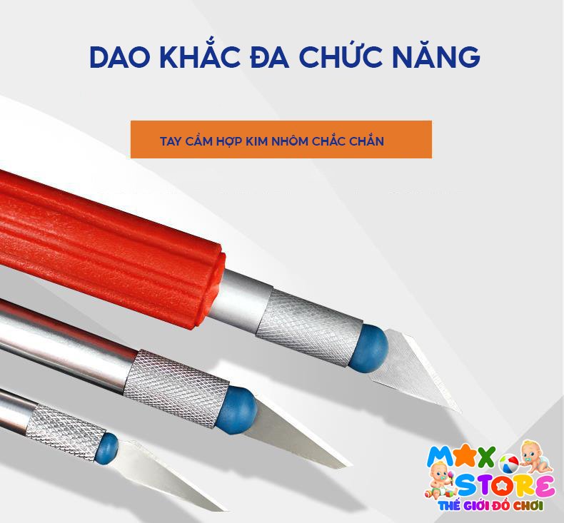 Bộ Dao Tỉa 13 Chi Tiết Đa Năng Cắt Xốp, Chai Lọ Nhựa, Bìa Carton Làm Thủ Công