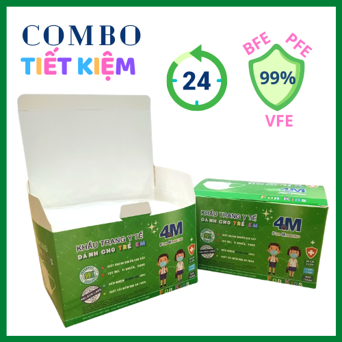 Combo Tiết Kiệm - 2 hộp Khẩu Trang Trẻ Em kháng khuẩn 4M ForMankind màu trắng - Thương hiệu 4M - Chuẩn quốc tế, lọc bụi, lọc khuẩn BFE - VFE - PFE &gt;99%, kiểm định bởi Nelson Labs (Mỹ) - Đóng gói riêng từng cái