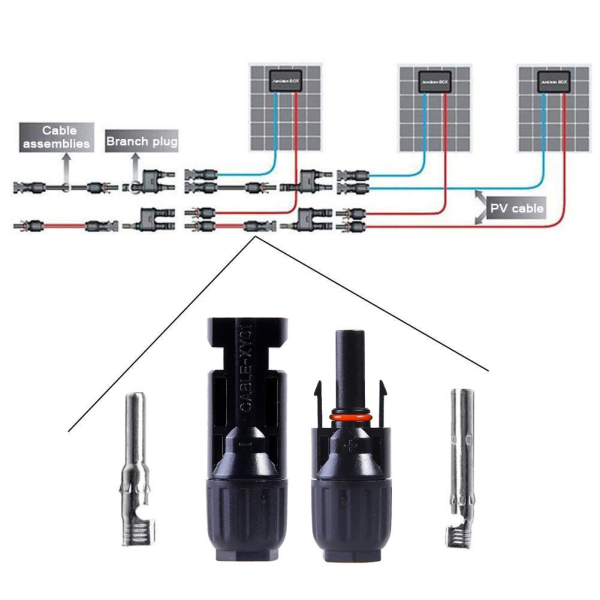 Cặp đầu nối dây cáp MC4  Jack MC4 cho hệ thống năng lượng mặt trời