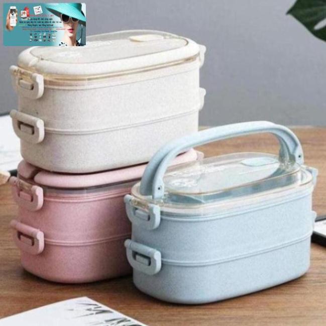 Hộp đựng cơm lúa mạch 2 tầng