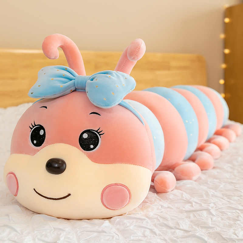 Gấu Bông Con Sâu Đeo Nơ Siêu Mềm Siêu Xinh Vải Miniso Siêu Mềm Mịn Cao Cấp - Gối Ôm Con Sâu Đeo Nơ Dễ Thương Cho Bé
