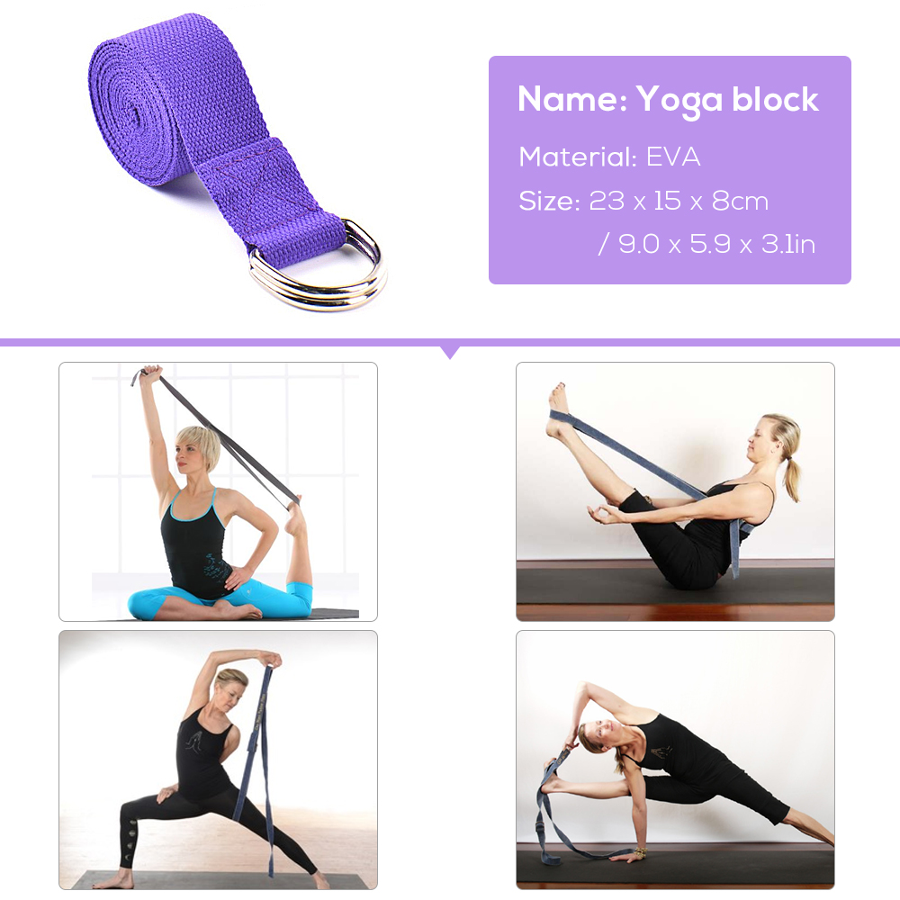 Bộ 4 thiết bị tập Yoga 1 x khối yoga, 1 x băng kéo dài, 1 x dây đeo kháng cự, 1 x dây đeo bằng vải cotton