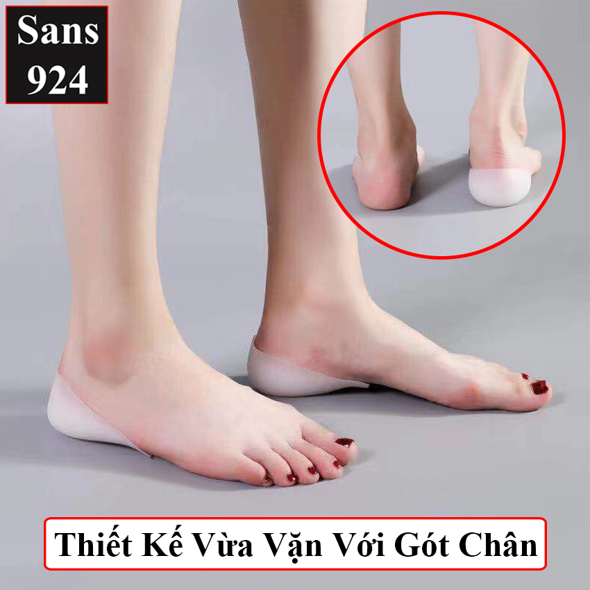 Miếng lót giày tăng chiều cao nam nữ Sans924 silicon nửa bàn chân nâng gót độn đế giầy 1cm 1.5cm 2cm 3cm 4cm 5cm