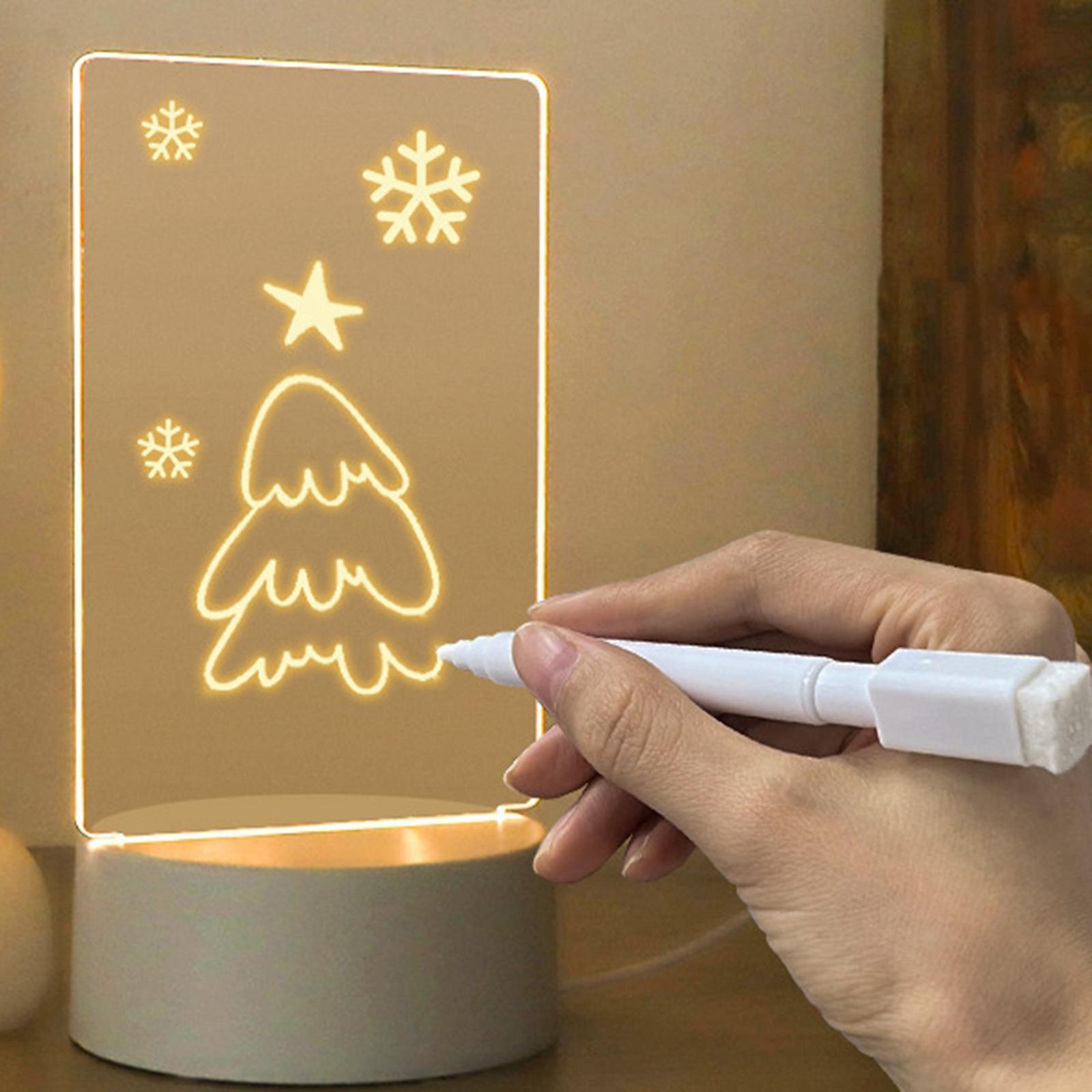 Acrylic Drying Erase Board with Light up USB Glow Memo Board for Cafe Home Office