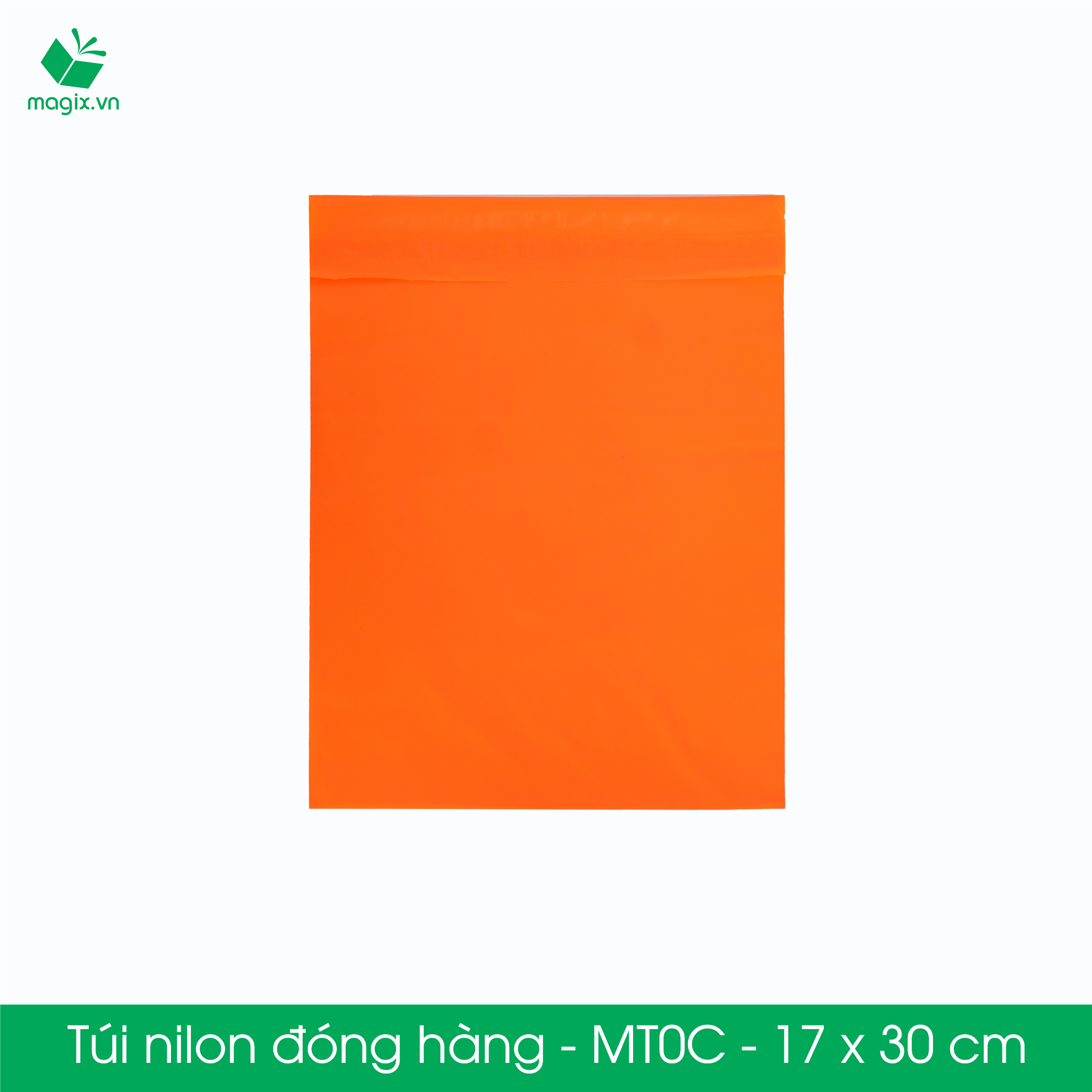 MT0C - 17x30 cm - Túi nilon gói hàng - 200 túi niêm phong đóng hàng màu cam