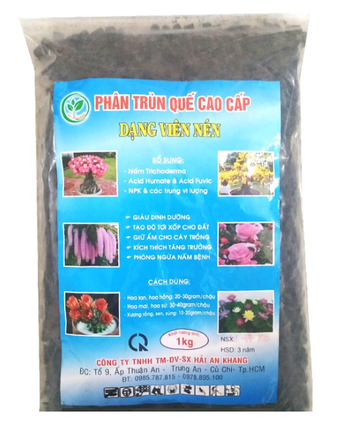 PHÂN TRÙN QUẾ HỮU CƠ CAO CẤP DẠNG VIÊN 1kg