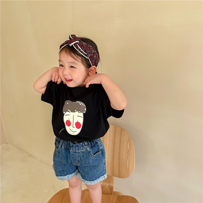 Áo thun tay ngắn cổ tròn in hình dễ thương cotton phong cách Hàn Quốc 10-30kg