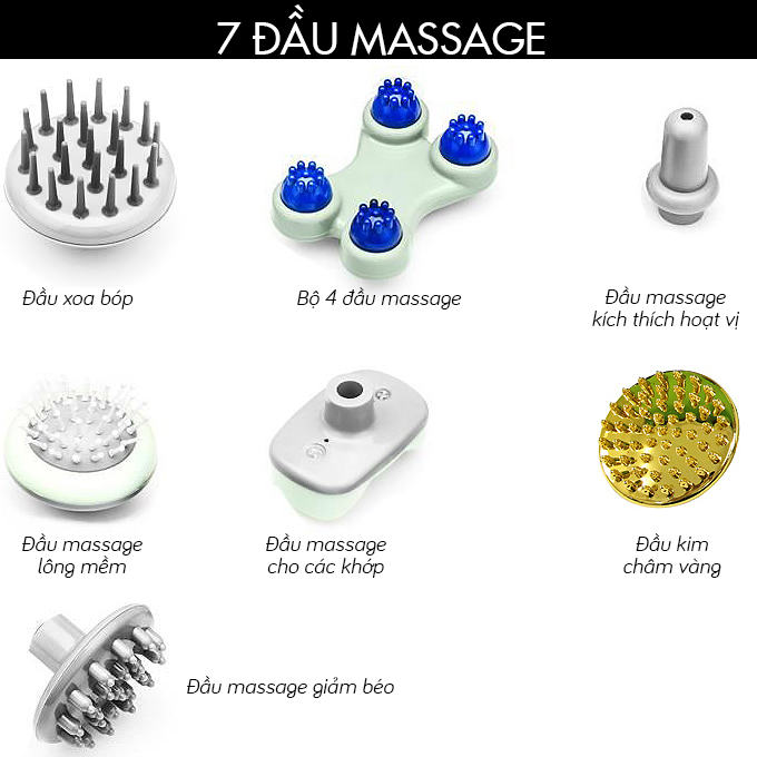 Máy đấm lưng massage cầm tay  7 đầu Ayosun - Hàng Chính Hãng