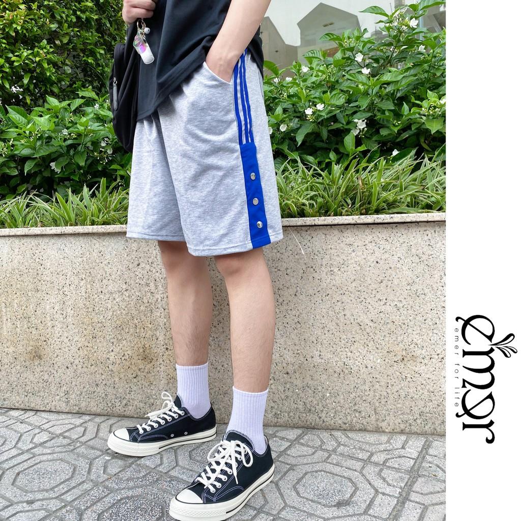 Quần Short Nam Nữ Thể Thao Ống Rộng Cạp Cao 3 Sọc Unisex E'mer, Quần Đùi Nam Nữ Mặc Nhà Đi Biển Cao Cấp Chất Thun Nỉ Đẹp