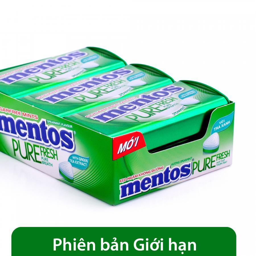 Kẹo Ngậm Không Đường Mentos Pure Fresh Hương Bạc Hà Hộp (6 Hủ)