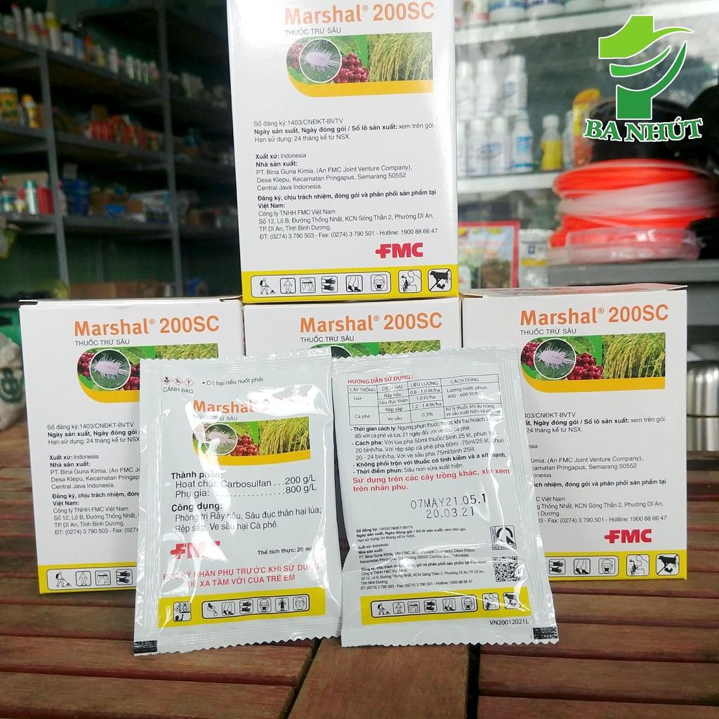 10 Gói Chế Phẩm MARSHAL 200SC Gói 20ml - Đặc Trừ Sâu Bệnh, Rầy Nâu, Sâu Đục Thân Hại Lúa, Rệp Sáp, Ve Sầu Hại Cà