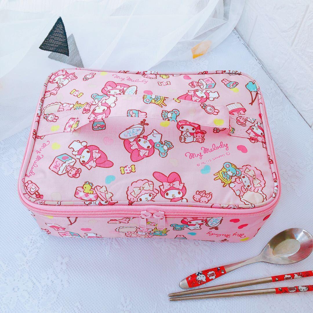 Sanrio Hello Kitty Túi Xách Hoạt Hình Trẻ Em Mỹ Giai Điệu Chống Nước Cách Nhiệt Cô Gái Đeo Túi Túi Đựng Đồ Ăn Trưa Sinh Viên Túi Đựng Hộp Cơm Trưa Dã Ngoại Túi