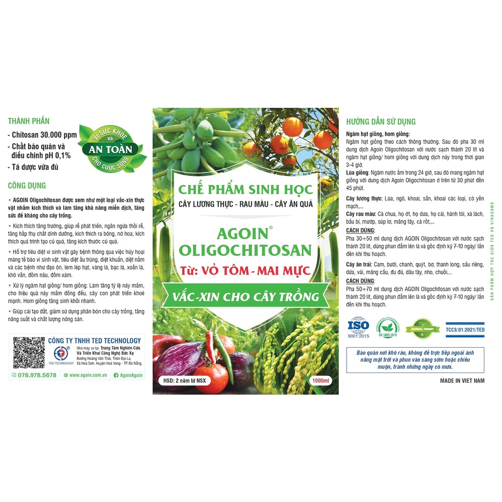 Chế Phẩm Sinh Học Oligo Chitosan Vắc-Xin Cho Cây Công Nghiệp - Hoa - Cây Cảnh Kích Thích Và Làm Tăng Khả Năng Miễn Dịch