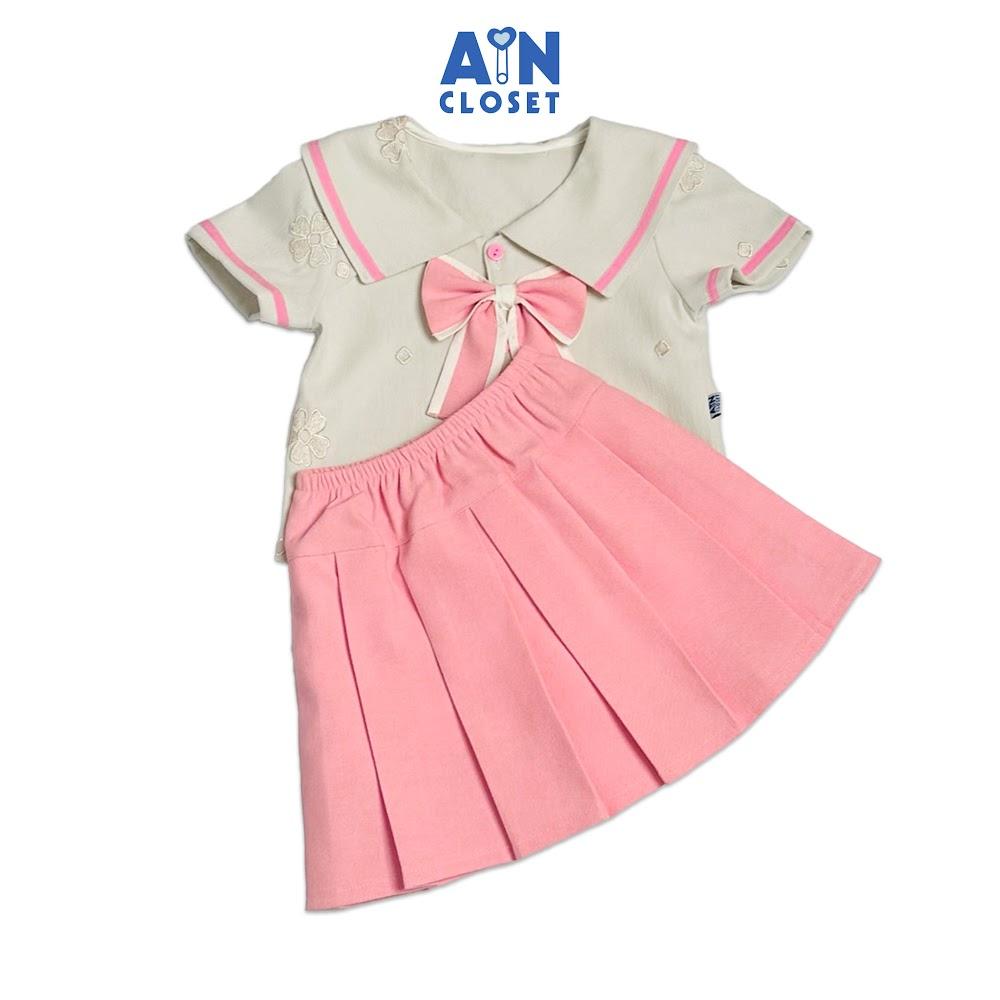 Set Áo váy bé gái họa tiết Hoa Thủy Thủy Hồng Nhung text - AICDBGNOAHUB - AIN Closet
