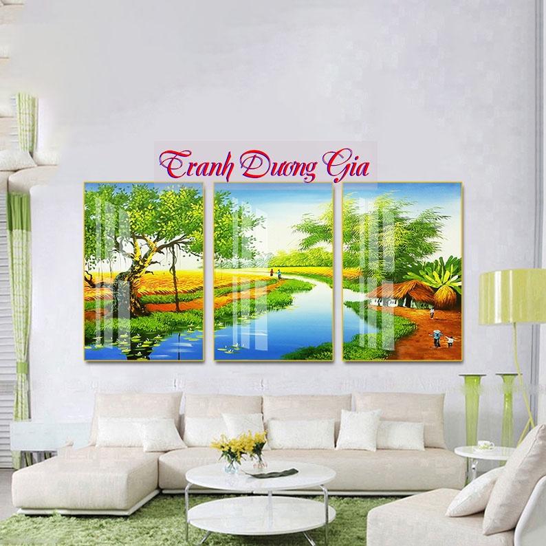 Tranh tráng gương 3D treo phòng khách mẫu đồng quê, nhẹ - bền - đẹp