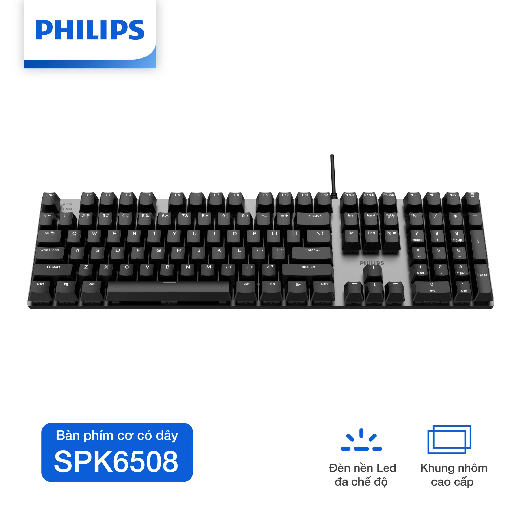 Bàn phím cơ có dây Philips SPK6508 - Hàng Chính Hãng