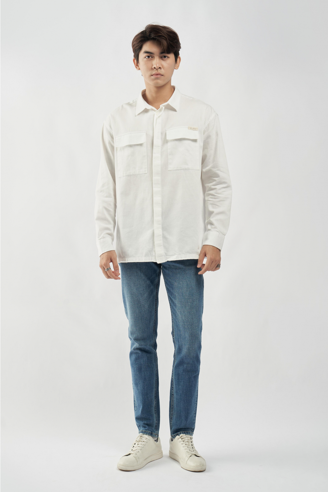 Áo sơ mi nam màu Trắng OVERSIZE 2 túi 10F21SHL037 - LASTORE MENSWEAR