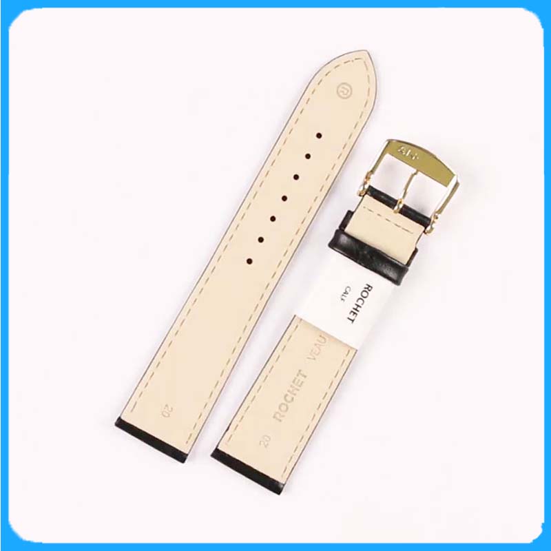 Dây Da Đồng Hồ ZRC Pháp Dòng LEEDS Da Bê Màu Đen Không Vân Mỏng