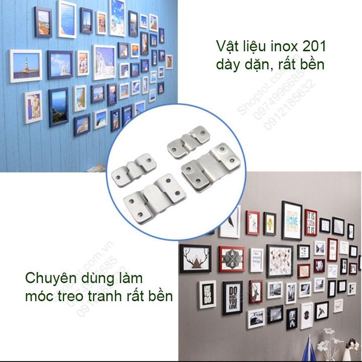 4 miếng móc treo tranh bằng inox 201, có loại lớn nhỏ tùy chọn