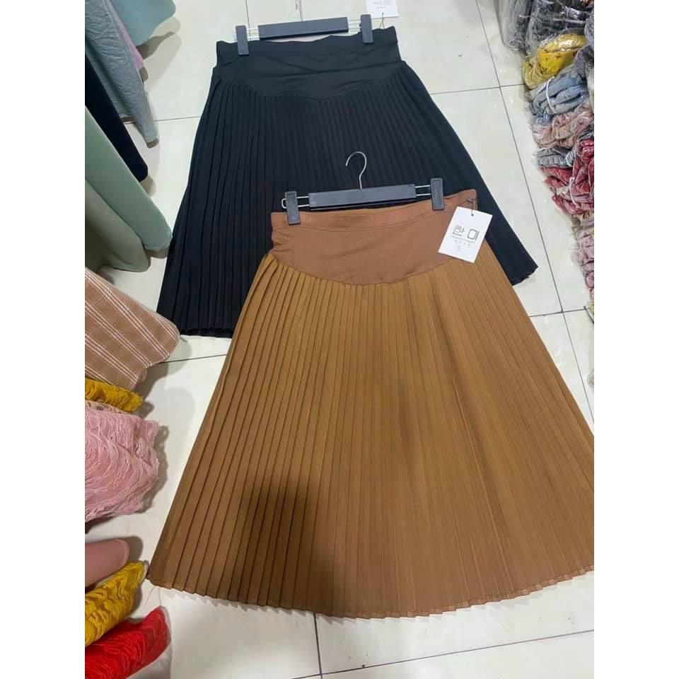 Chân váy bầu xếp ly DÁNG DÀI -