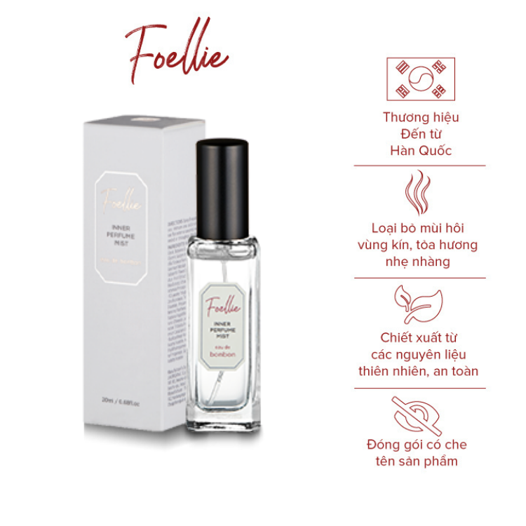 Nước Hoa Vùng Kín Foellie Eau de Bonbon Inner Perfume Mist 6200 Dạng Xịt - Hương Đào Dịu Ngọt 20ml