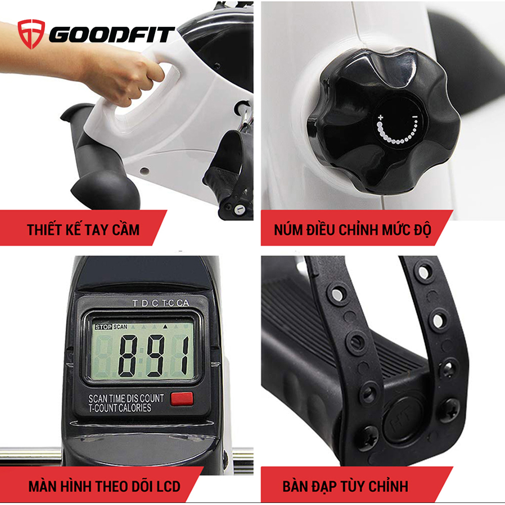 Xe đạp thể thao, máy đạp xe, xe đạp tập thể dục tại nhà GoodFit tùy chỉnh độ nặng, đồng hồ điện tử đo lường vòng đạp GF001PA