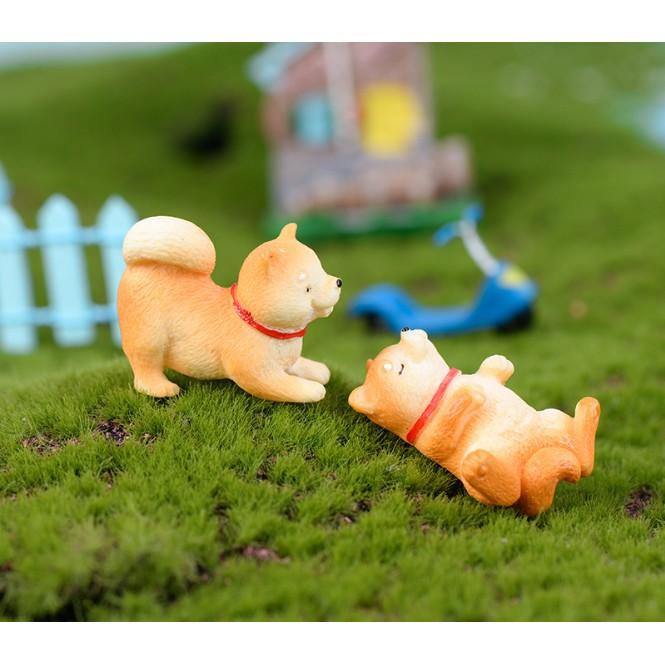 Mô hình chó dòng Akita Shiba Inu Nhật Bản nghịch ngợm dễ thương thích hợp trang trí tiểu cảnh, nhà búp bê, móc khóa, DIY