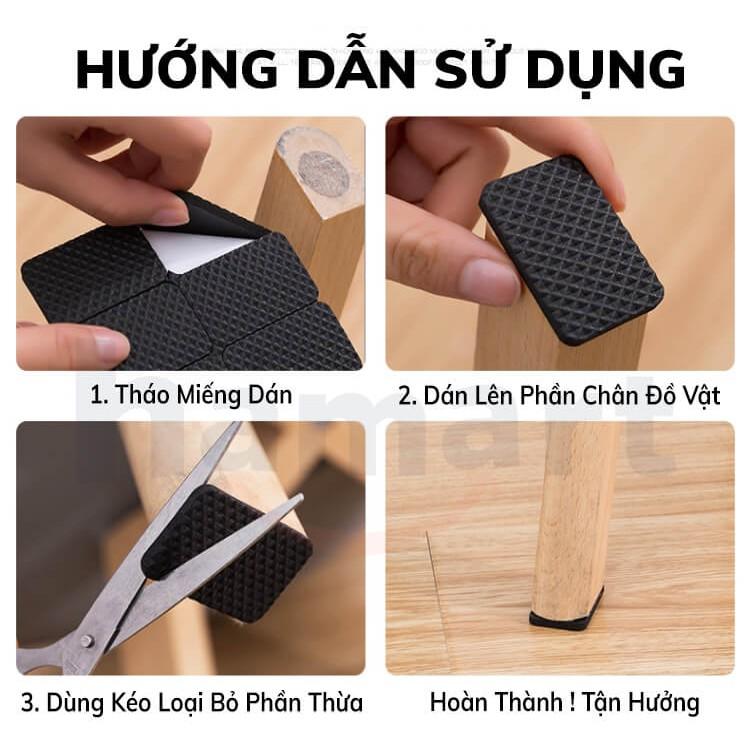 Miếng Dán Chân Bàn Ghế Chống Trượt Bọc Lót Chân Bàn Ghế Chống Ồn Chống Xước Nền Nhà