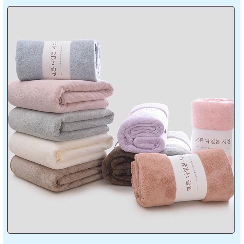 Khăn tắm khổ to 70x140cm vải sợi cotton rất dày, đẹp, mịn xuất Hàn