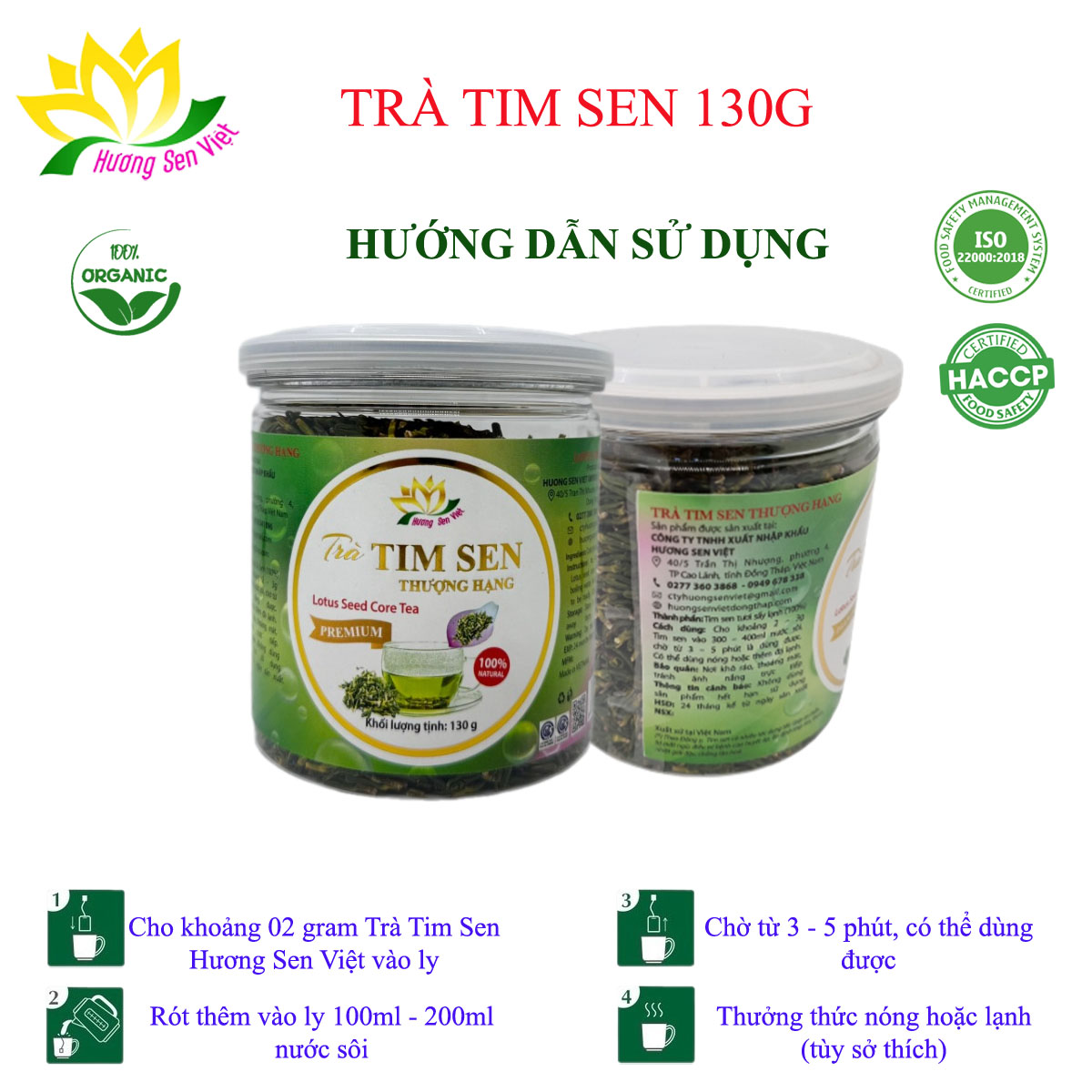 TRÀ TIM SEN HŨ 130G - HƯƠNG SEN VIỆT