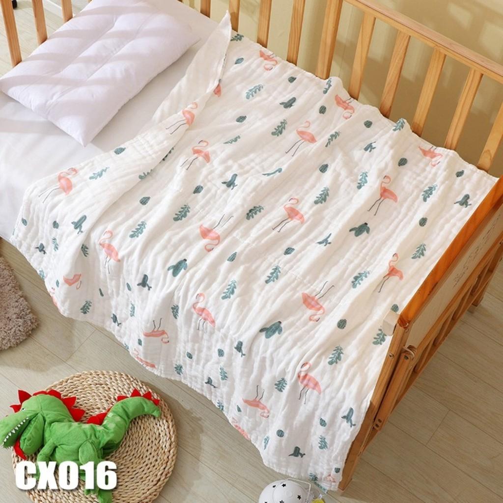 Chăn đắp 6 lớp vải xô xuất Nhật, chăn hè xô hoa nhăn không viền cho bé sơ sinh Loại 1 (KT:105x105cm)