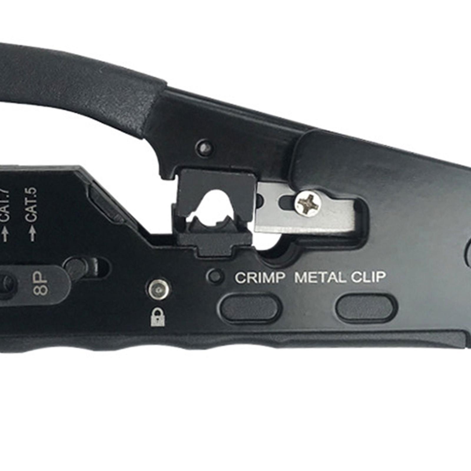 Pass through RJ45 Crimper Cutter Cutting Network Cable Crimping Tool Compact Size Spring Loaded Handle Comfortable Grip