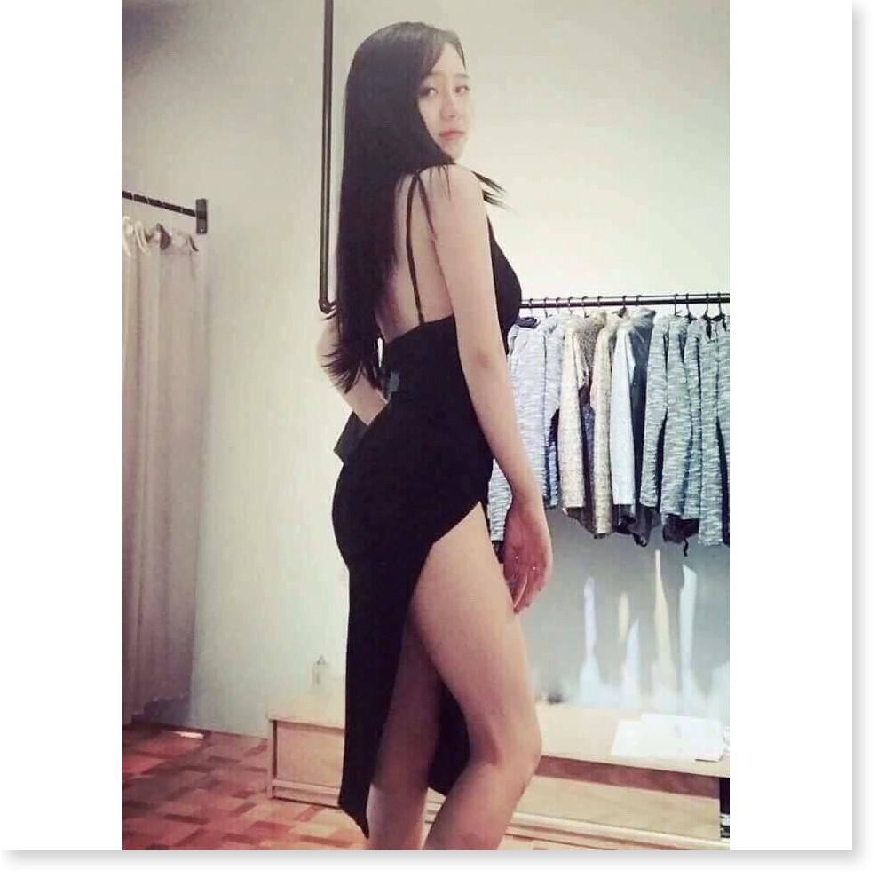 ĐẦM 2 DÂY BODY NHÚNG EO XẺ TÀ
