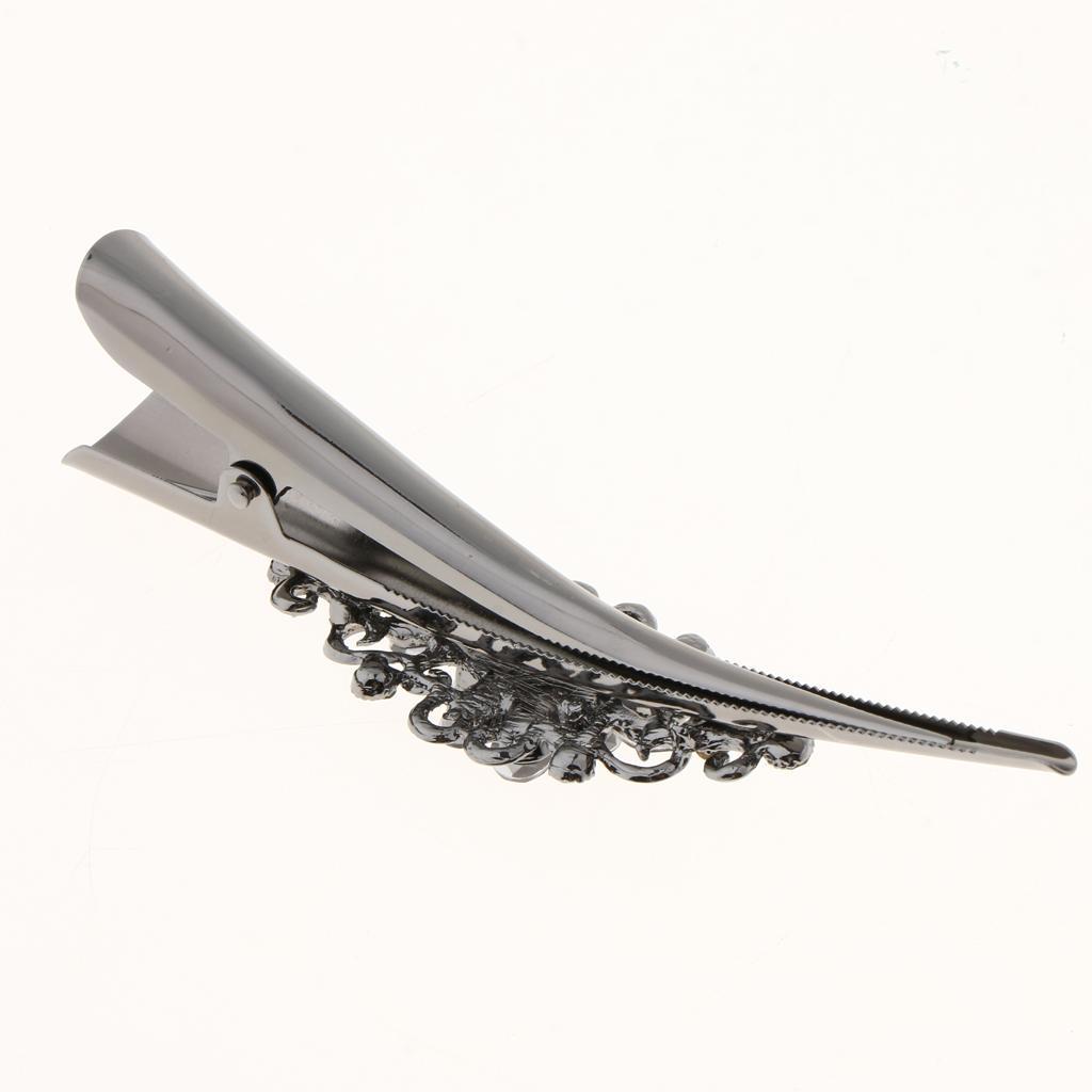 4x Fashion Hair Styling Tool Women Plated Rhinestone Hair Clip Duckbill Clip