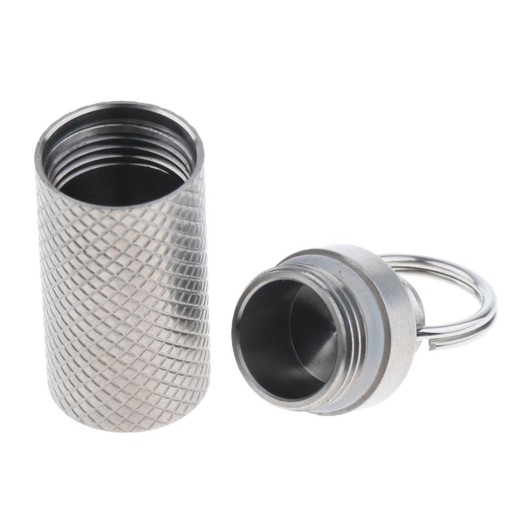 Portable Pill Case, Titanium Waterproof Pill Box Dispenser Keychain for Vitamins Tablets Capsules Storage Organizer Bottle