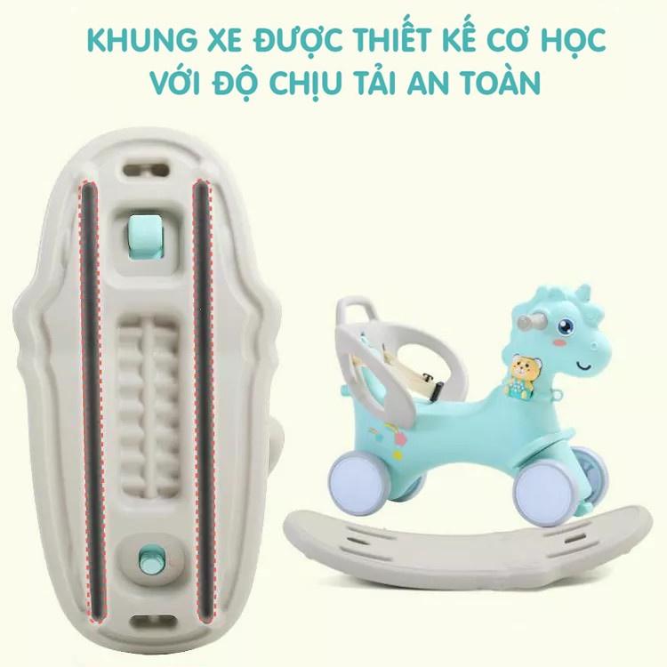 Ngựa Bập Bênh Đa Năng Minamino Kiêm Chòi Chân Xe Đẩy Có Nhạc Cho Bé Chính Hãng