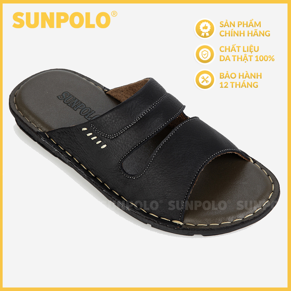 Dép Da Nam, Dép Quai Ngang Da Bò SUNPOLO AQN027