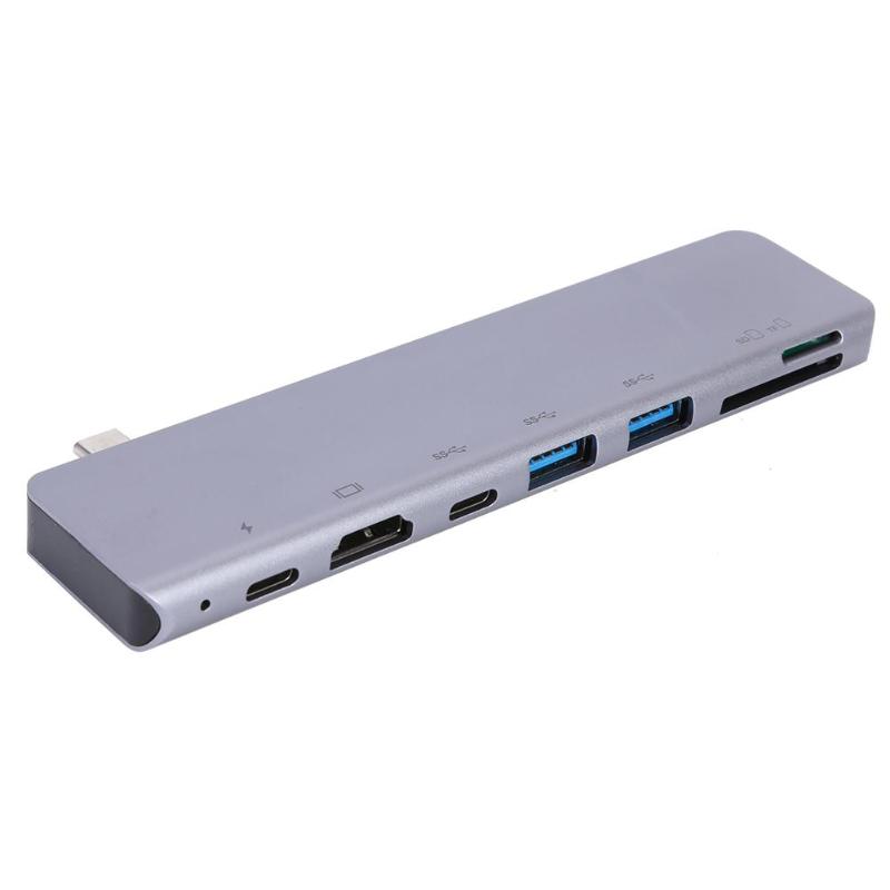 Hub Thunderbolt 3 ra 7 cổng HDMI/ USB-C/ TF/ SD/ USB 3.0 cho Macbook, Dell XPS -UTH71360