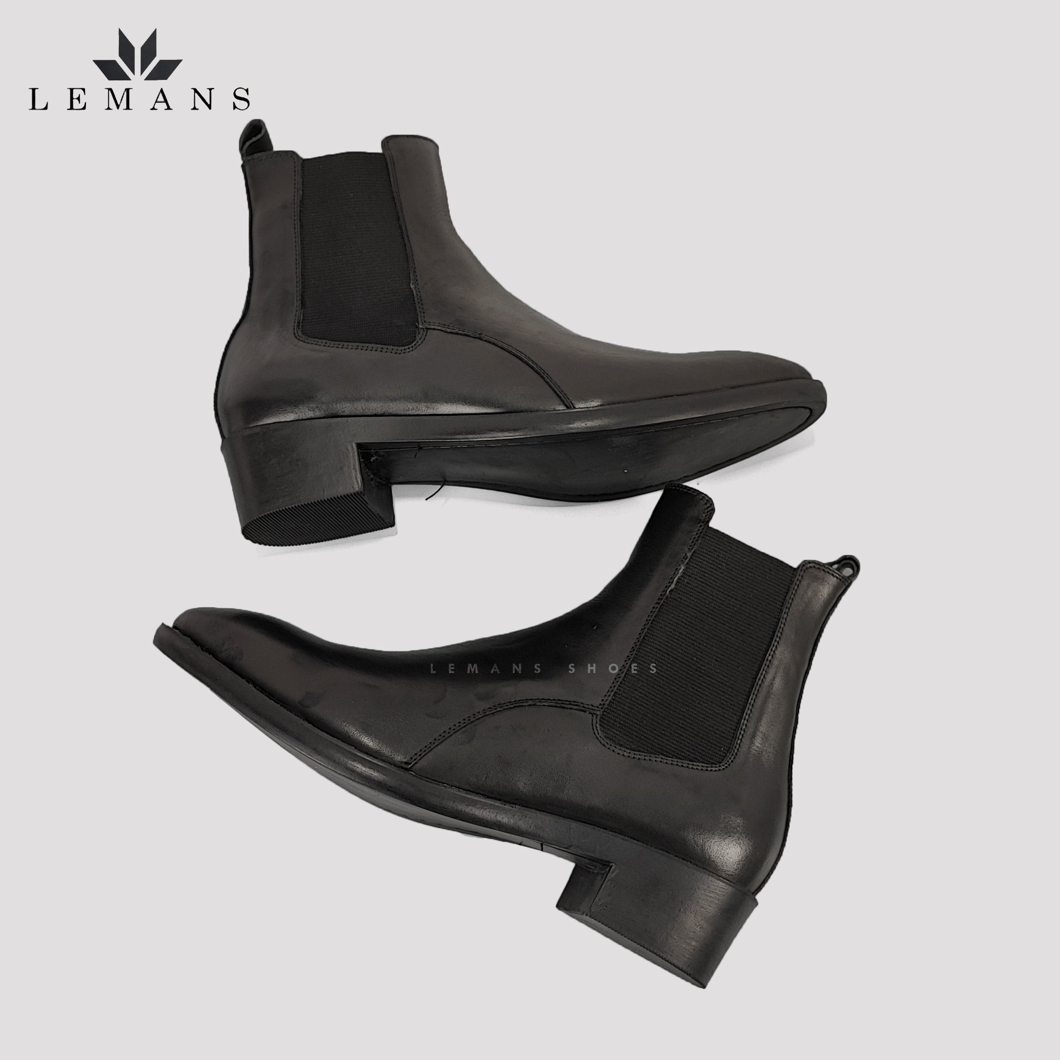 [CHELSEA CLASSIC] Giày da nhập khẩu Chelsea Boots LeMans CB04 mũi nhọn, tăng cao 5cm, bảo hành 12-24 tháng