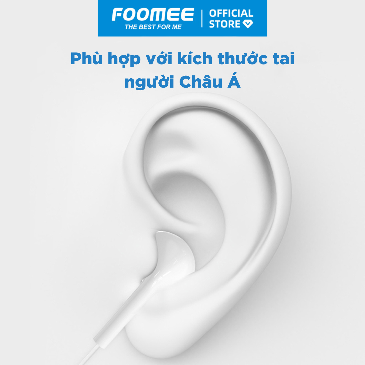 Tai Nghe Có Dây Chống Ồn FOOMEE QA05 - Tích Hợp Micrô Tiện Lợi - Màu Trắng - Hàng Chính Hãng