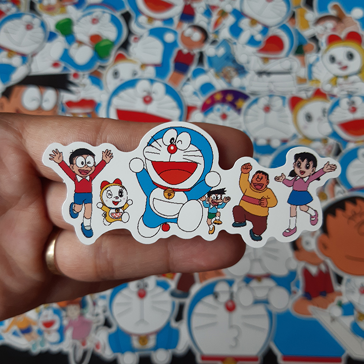 Bộ Sticker dán cao cấp chủ đề DORAEMON VÀ NHỮNG NGƯỜI BẠN - Dùng dán Xe, dán mũ bảo hiểm, dán Laptop