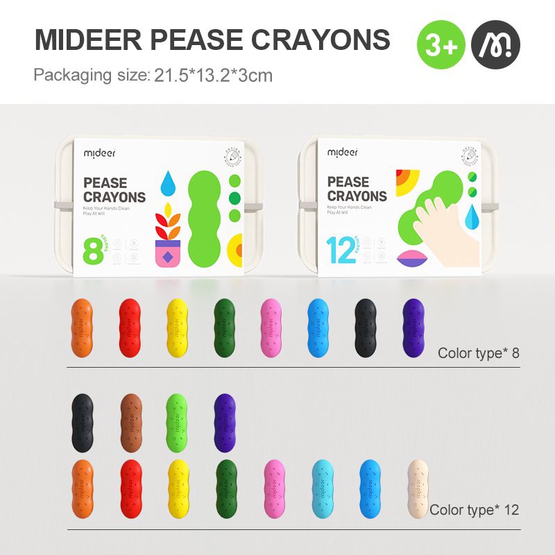 Bút Sáp Màu Lụa Hữu Cơ Quả Đậu Mideer Pease Crayons Cho Bé Từ 18m