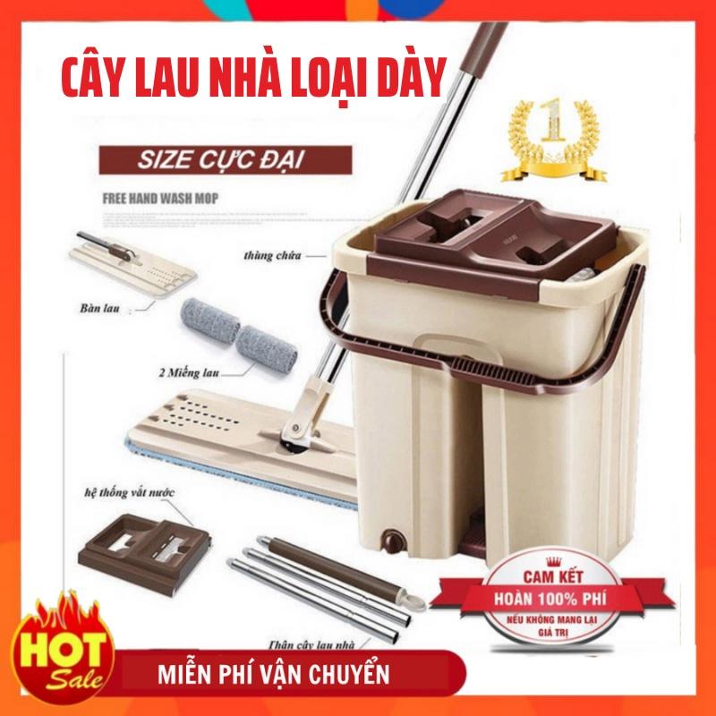 Chổi Lau Nhà - Cây Lau Nhà Thông Minh 2 Ngăn Tự Vắt – Xoay 360 độ thông minh kèm thùng vắt 2 ngăn size lớn cao cấp -❖Khu