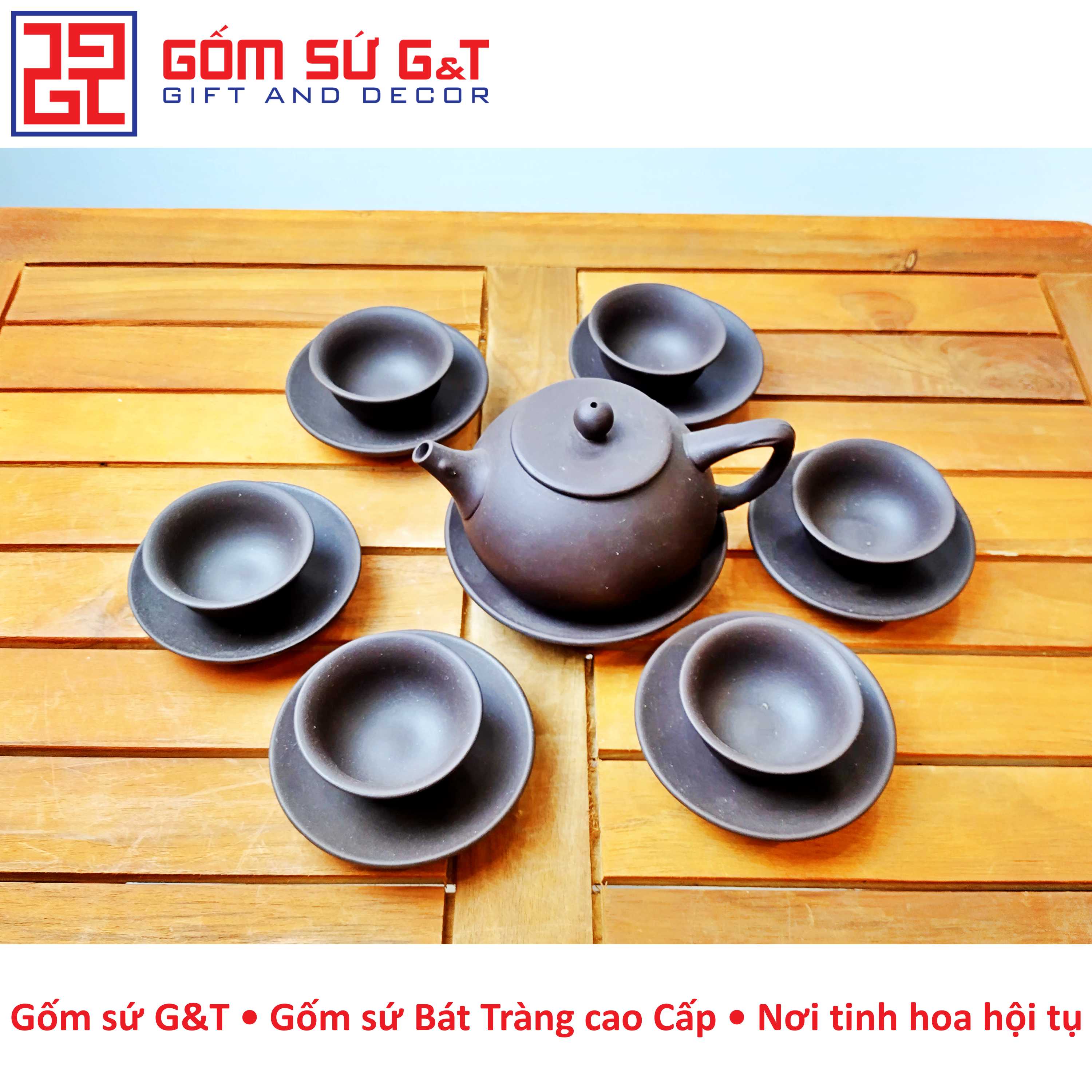 Bộ trà nâu thủy bình Gốm Sứ G&T