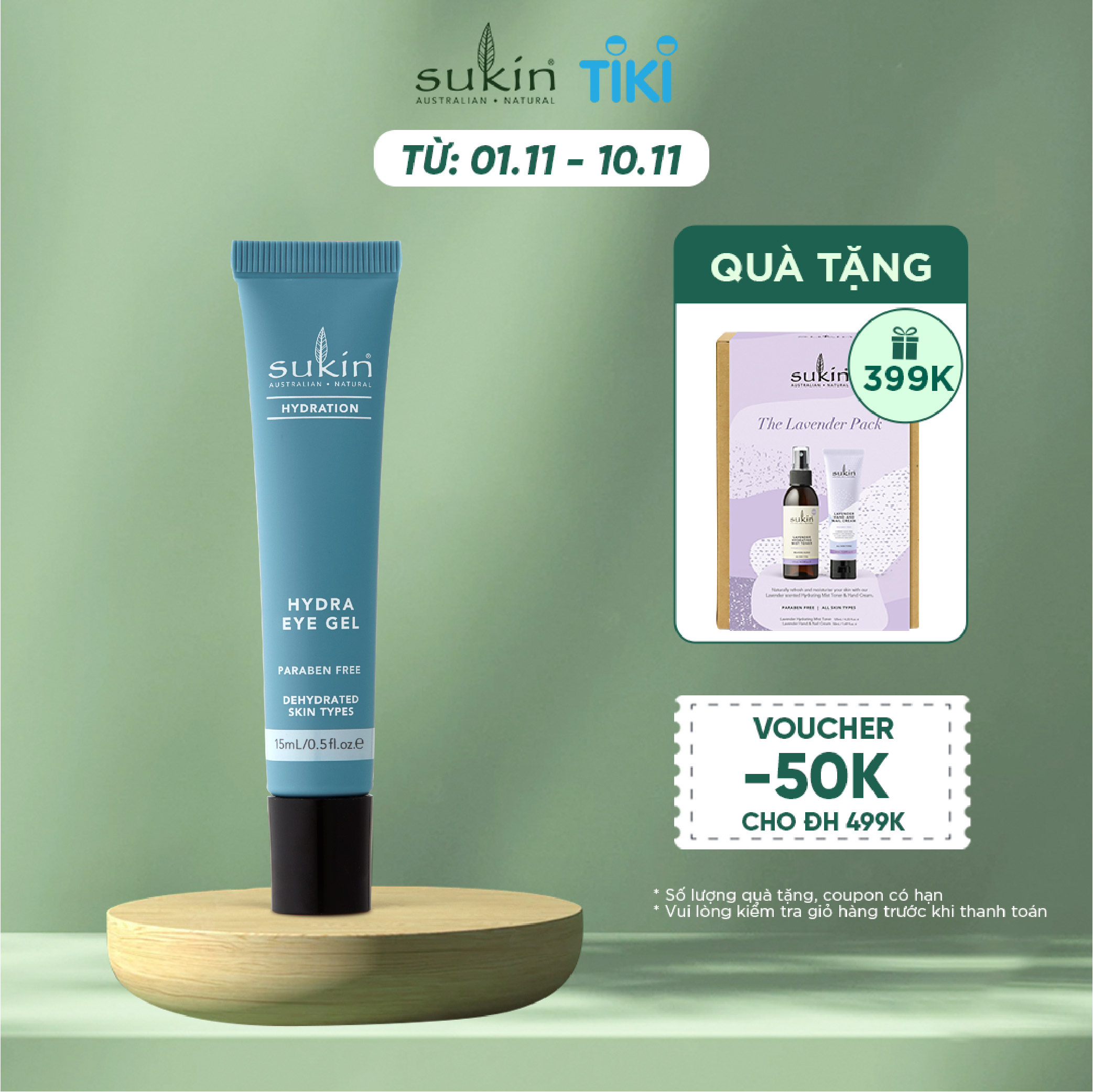 Gel Dưỡng Ẩm Vùng Da Quanh Mắt Sukin Hydration Hydra Eye Gel 15ml